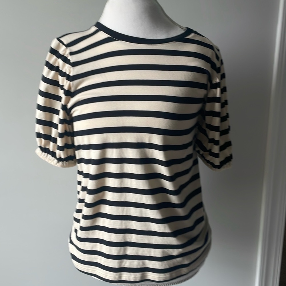 J crew balloon sleeve striped shirt